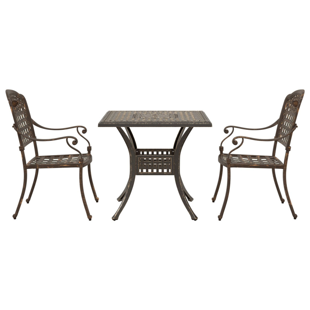 Produktbild för Trädgårdsbord Set 3 pcs Brons Gjutet Aluminium