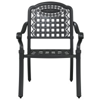 Produktbild för Trädgårdsbord Set 3 pcs Svart Gjutet Aluminium