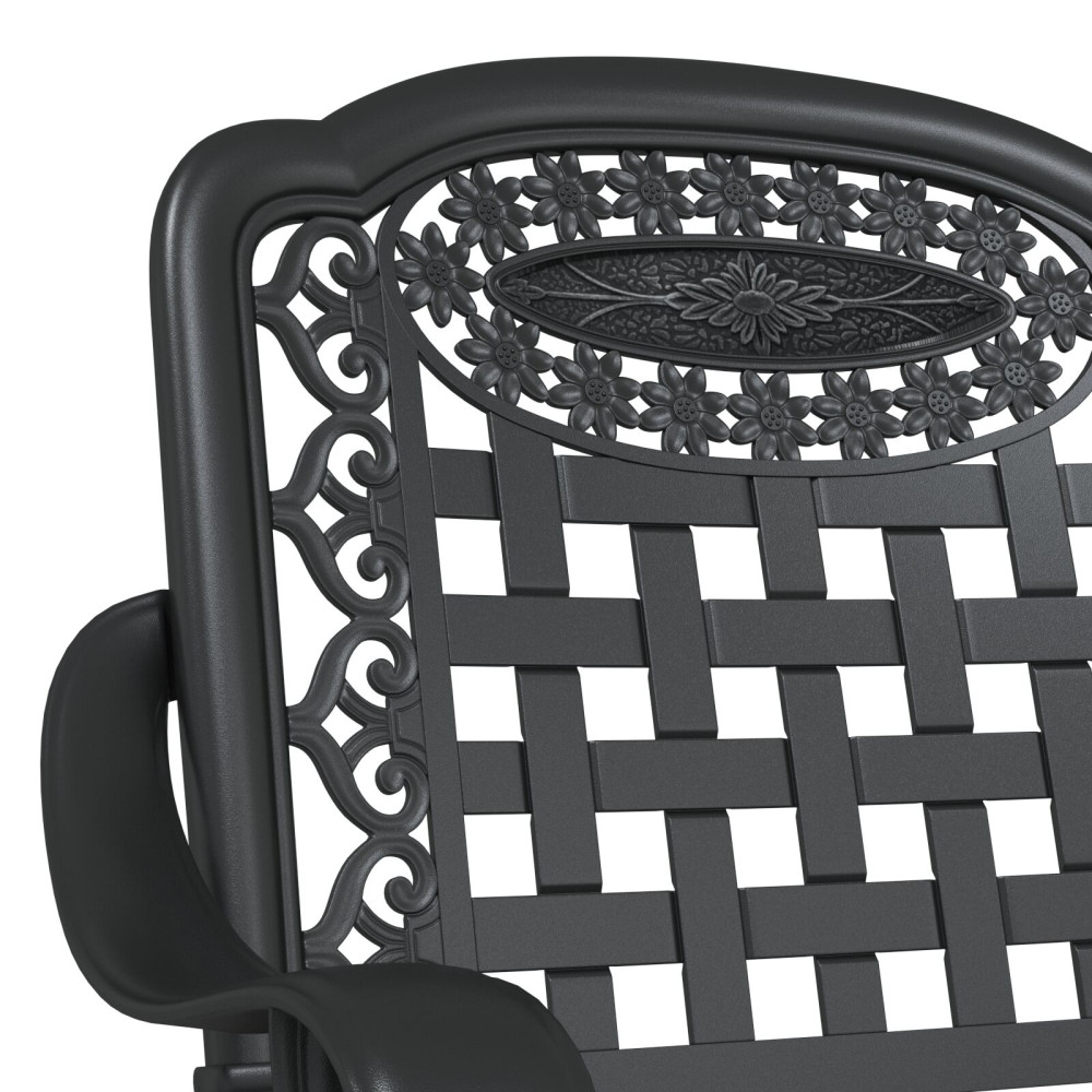 Produktbild för Trädgårdsbord Set 3 pcs Svart Gjutet Aluminium
