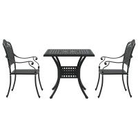 Produktbild för Trädgårdsbord Set 3 pcs Svart Gjutet Aluminium