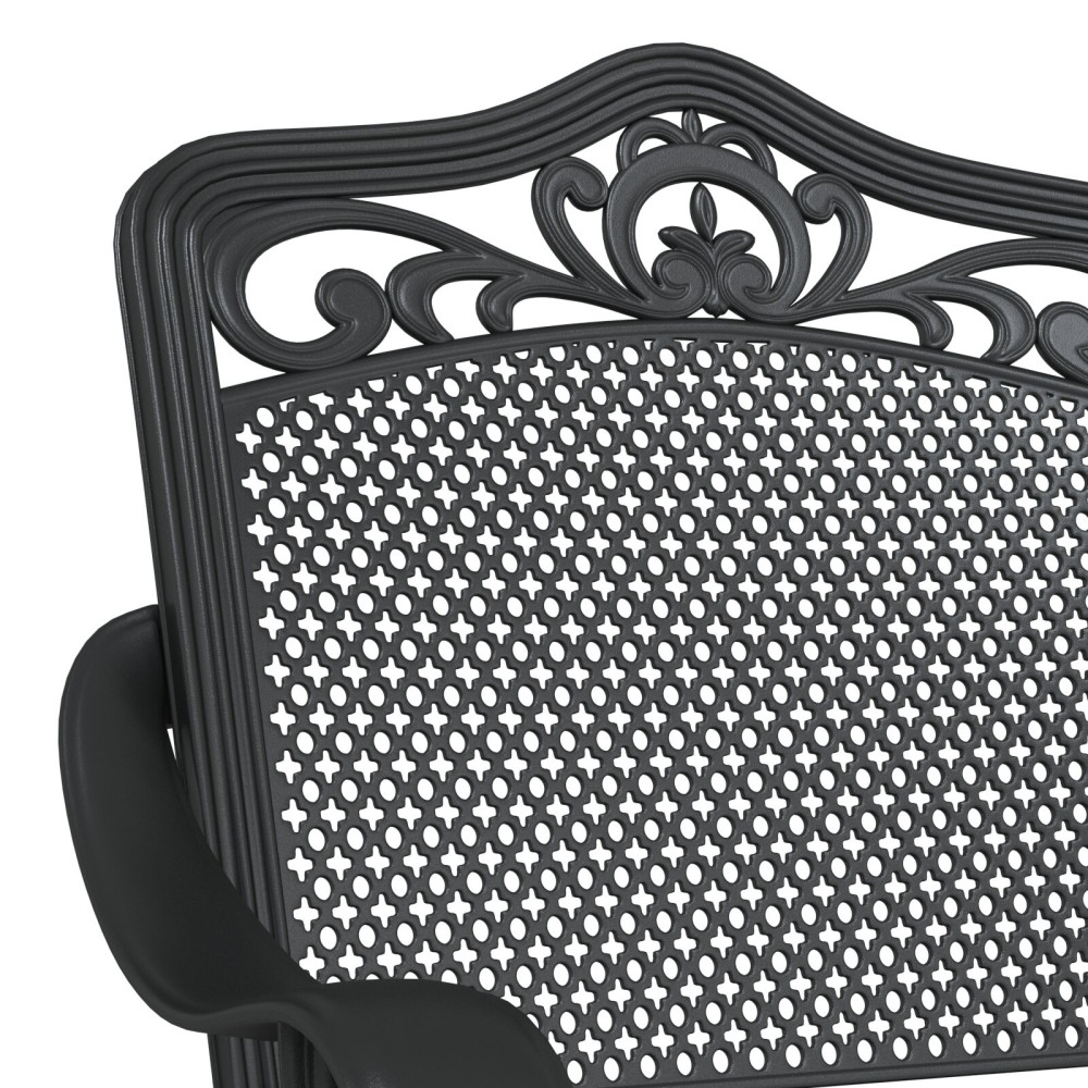 Produktbild för Trädgårdsbord Set 3 pcs Svart Gjutet Aluminium