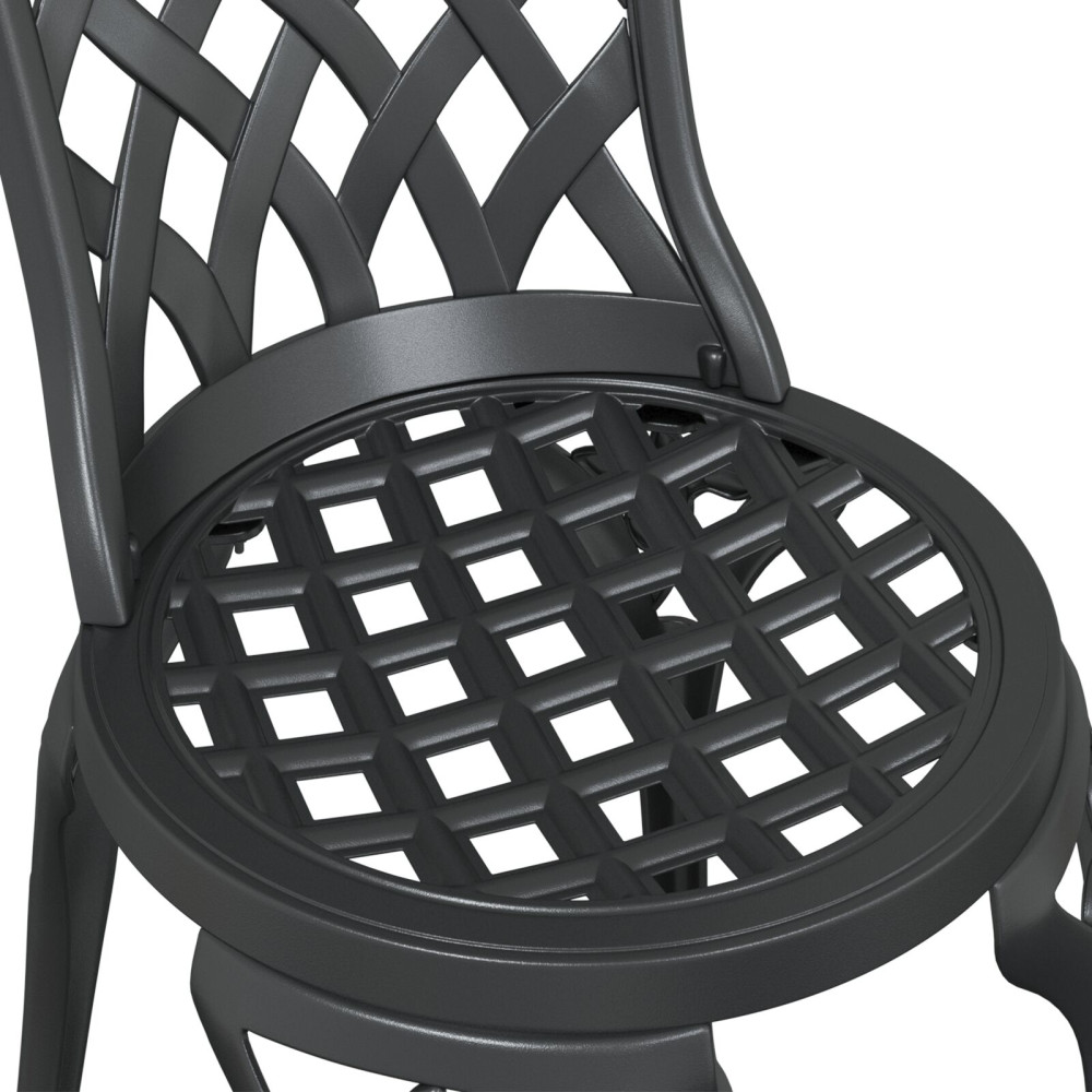 Produktbild för Trädgårdsbord Set 3 pcs Svart Gjutet Aluminium