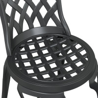 Produktbild för Trädgårdsbord Set 3 pcs Svart Gjutet Aluminium