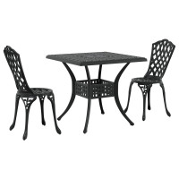 Produktbild för Trädgårdsbord Set 3 pcs Svart Gjutet Aluminium