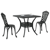 Produktbild för Trädgårdsbord Set 3 pcs Svart Gjutet Aluminium