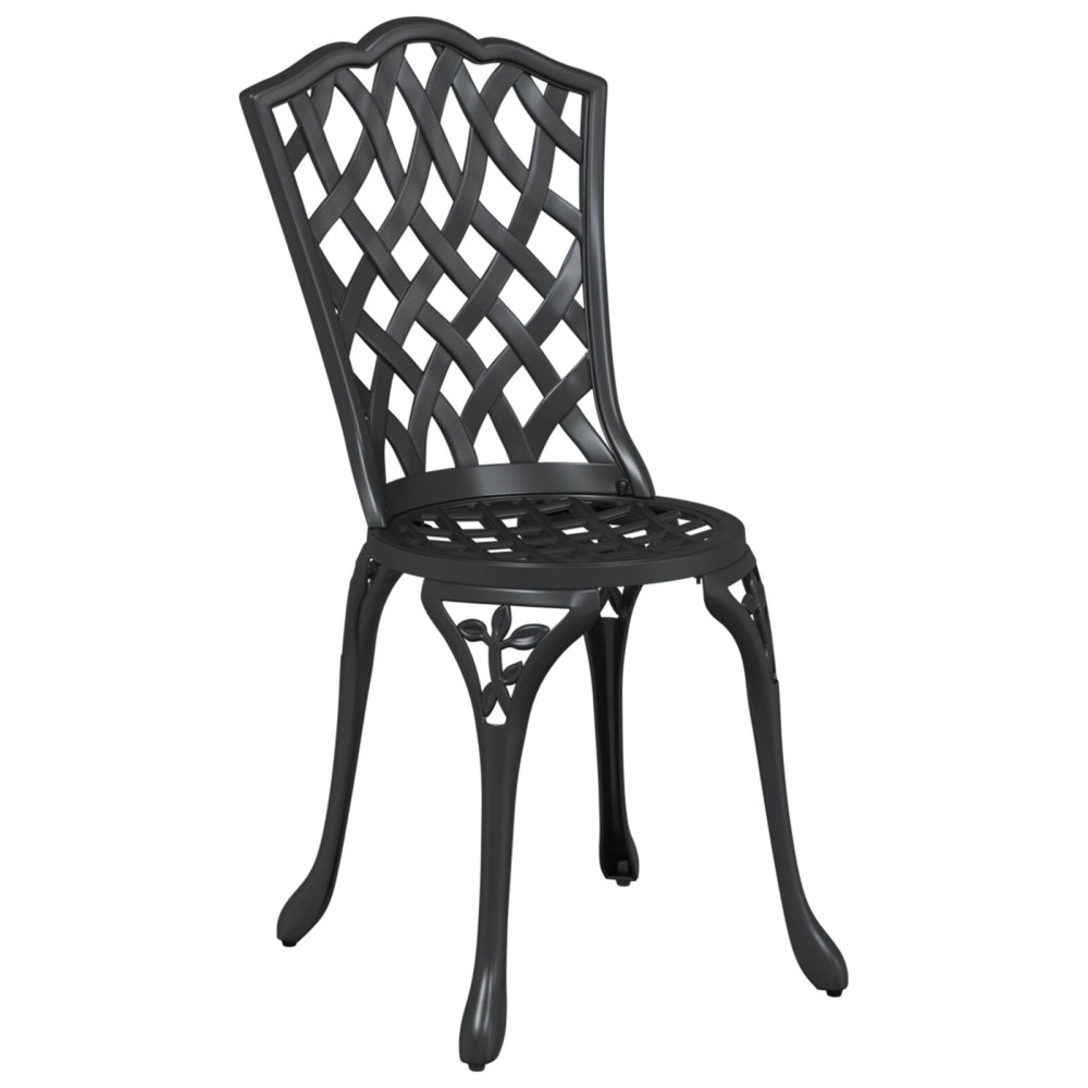 Produktbild för Trädgårdsbord Set 3 pcs Svart Gjutet Aluminium