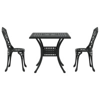 Produktbild för Trädgårdsbord Set 3 pcs Svart Gjutet Aluminium