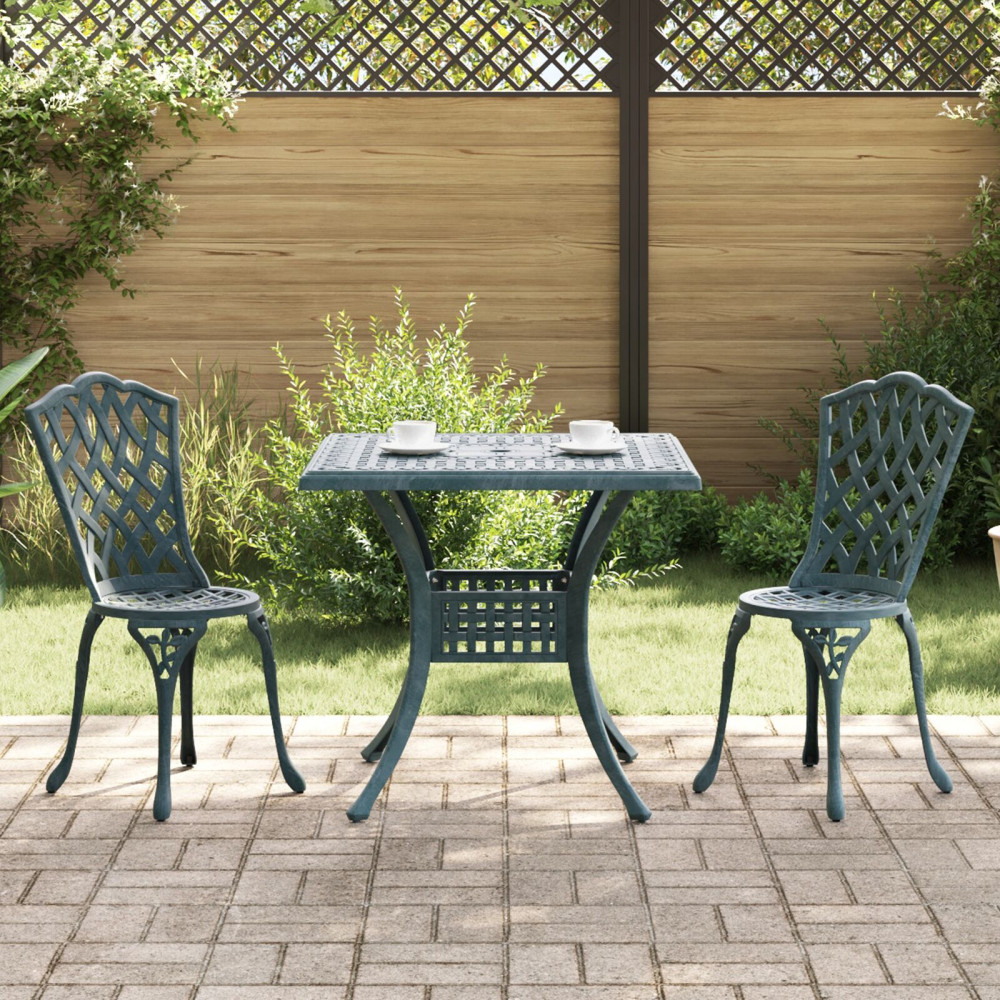 Produktbild för Trädgårdsbord Set 3 pcs Grön Gjutet Aluminium