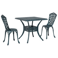 Produktbild för Trädgårdsbord Set 3 pcs Grön Gjutet Aluminium