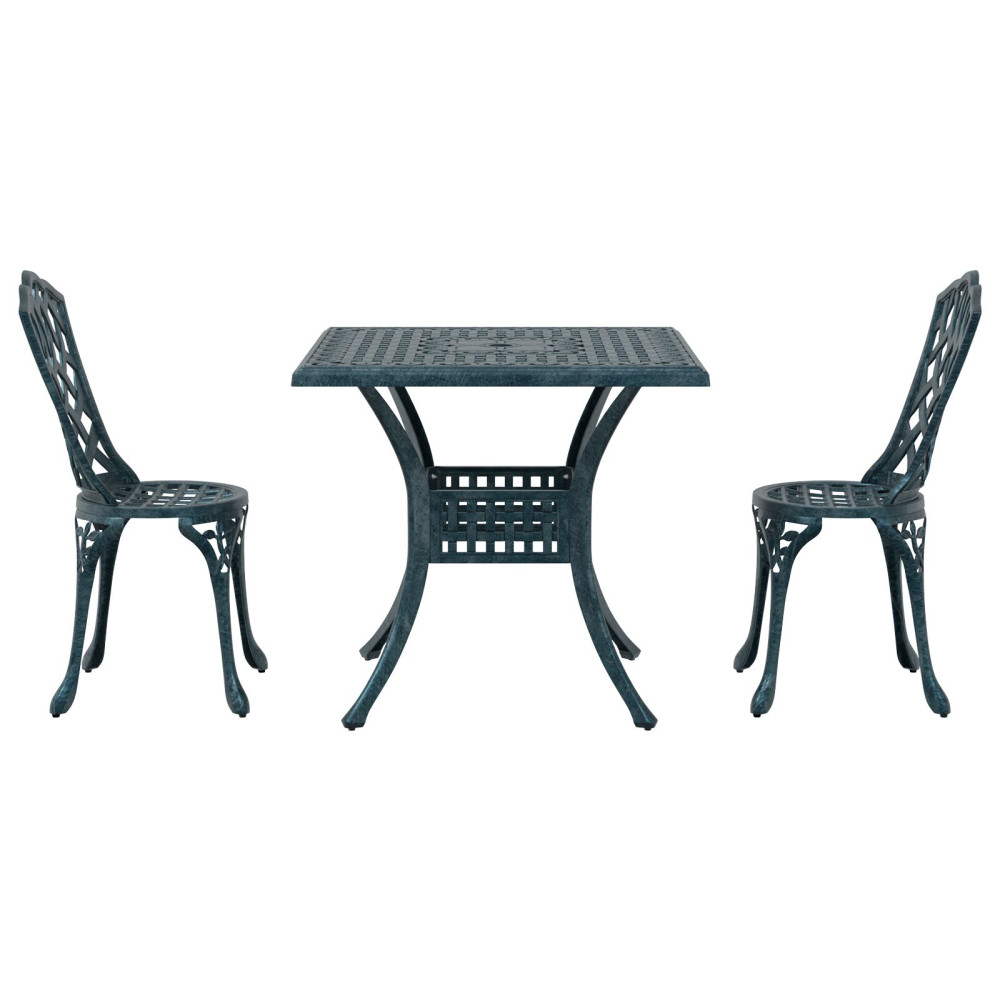 Produktbild för Trädgårdsbord Set 3 pcs Grön Gjutet Aluminium