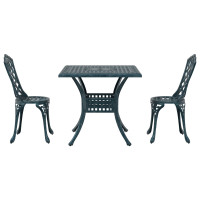 Produktbild för Trädgårdsbord Set 3 pcs Grön Gjutet Aluminium
