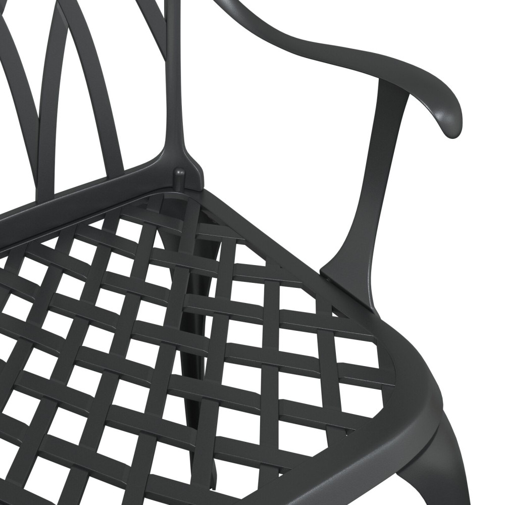 Produktbild för Trädgårdsbord Set 3 pcs Svart Gjutet Aluminium
