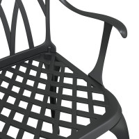 Produktbild för Trädgårdsbord Set 3 pcs Svart Gjutet Aluminium