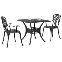 Produktbild för Trädgårdsbord Set 3 pcs Svart Gjutet Aluminium