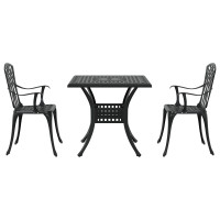 Produktbild för Trädgårdsbord Set 3 pcs Svart Gjutet Aluminium