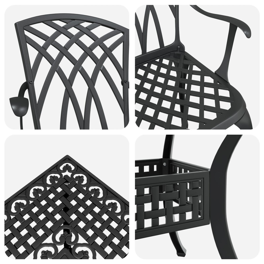 Produktbild för Trädgårdsbord Set 5 pcs Svart Gjutet Aluminium