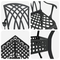 Produktbild för Trädgårdsbord Set 5 pcs Svart Gjutet Aluminium