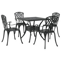 Produktbild för Trädgårdsbord Set 5 pcs Svart Gjutet Aluminium