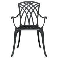 Produktbild för Trädgårdsbord Set 5 pcs Svart Gjutet Aluminium