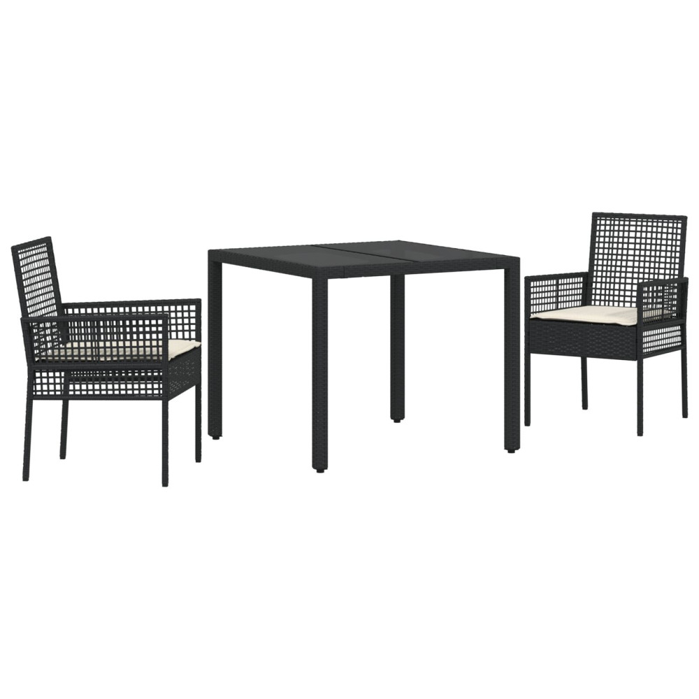 Produktbild för Trädgårdsmöbelset 3 pcs Svart konstrotting