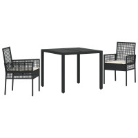 Produktbild för Trädgårdsmöbelset 3 pcs Svart konstrotting
