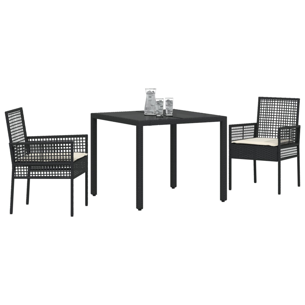 Produktbild för Trädgårdsmöbelset 3 pcs Svart konstrotting