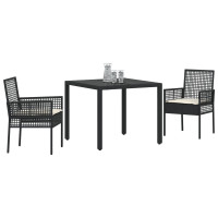 Produktbild för Trädgårdsmöbelset 3 pcs Svart konstrotting
