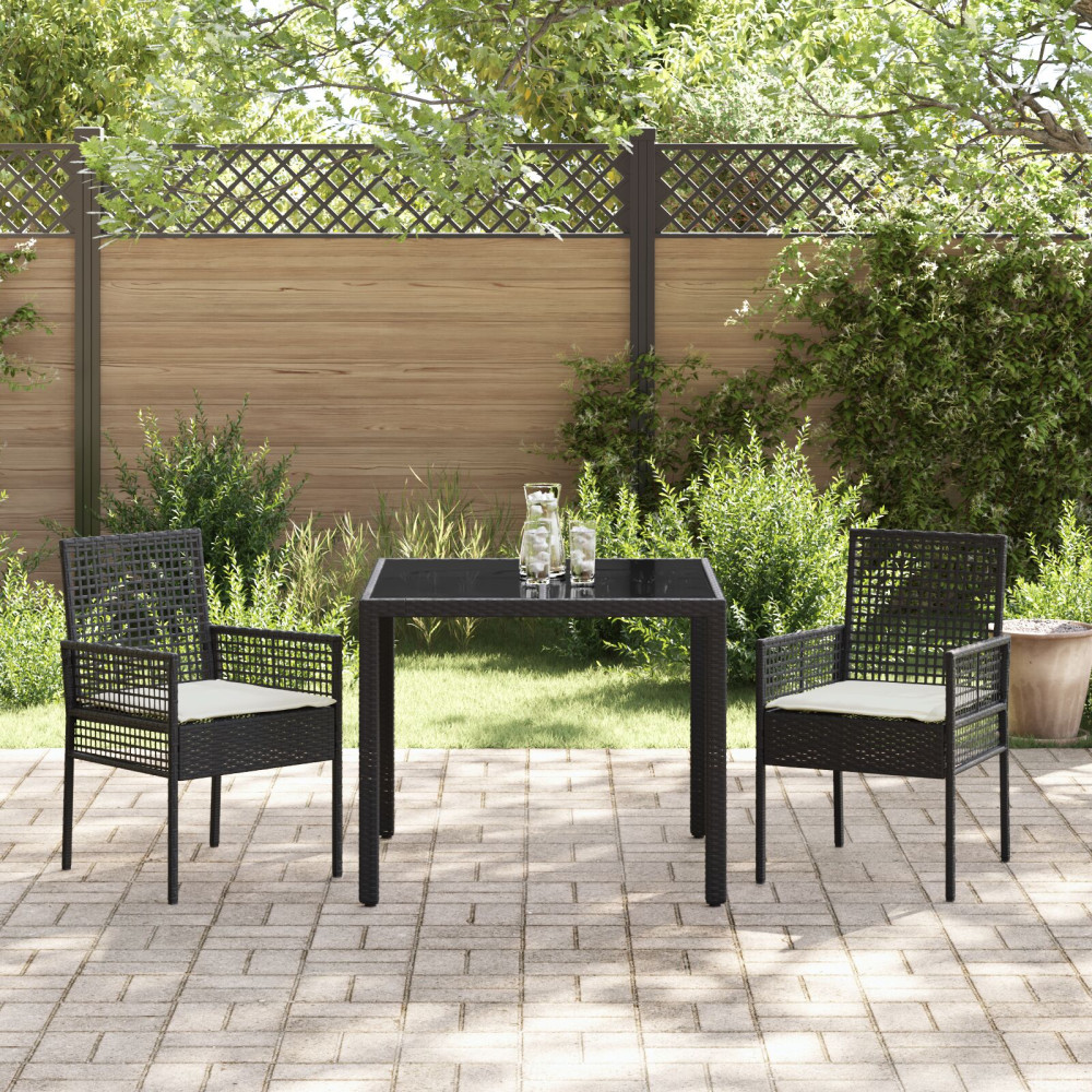Produktbild för Trädgårdsmöbelset 3 pcs Svart konstrotting