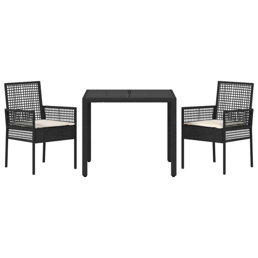 Produktbild för Trädgårdsmöbelset 3 pcs Svart konstrotting