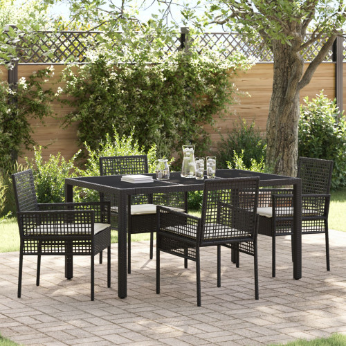 vidaXL Trädgårdsmöbelset 5 pcs Svart konstrotting