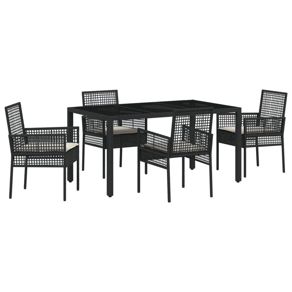 Produktbild för Trädgårdsmöbelset 5 pcs Svart konstrotting
