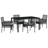 Produktbild för Trädgårdsmöbelset 5 pcs Svart konstrotting
