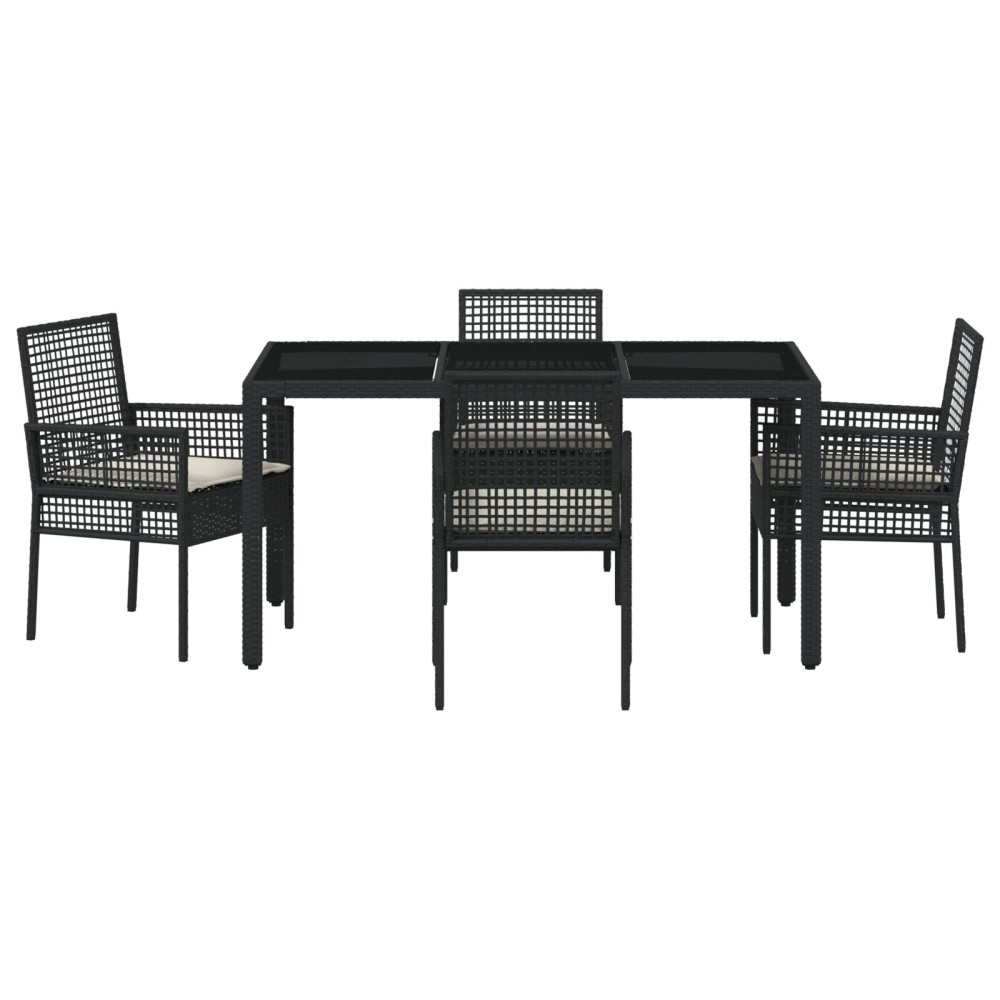Produktbild för Trädgårdsmöbelset 5 pcs Svart konstrotting