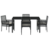 Produktbild för Trädgårdsmöbelset 5 pcs Svart konstrotting