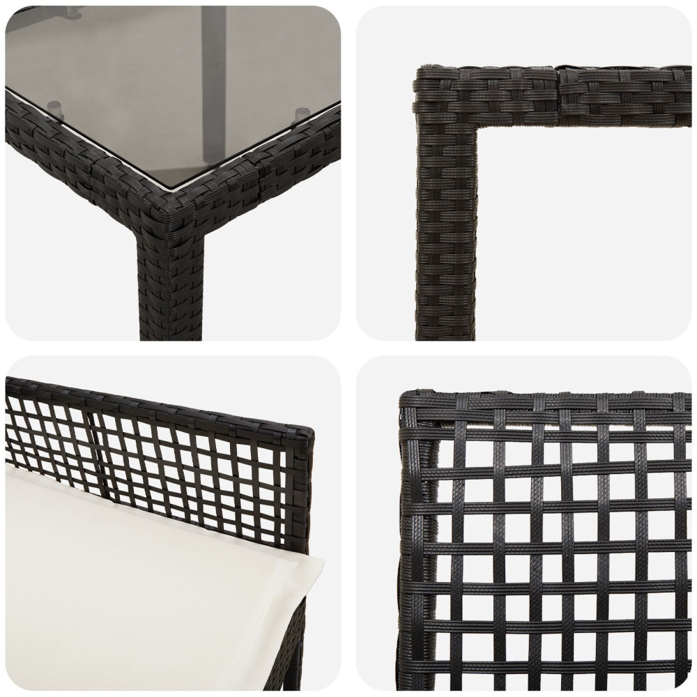 Produktbild för Trädgårdsmöbelset 5 pcs Svart konstrotting
