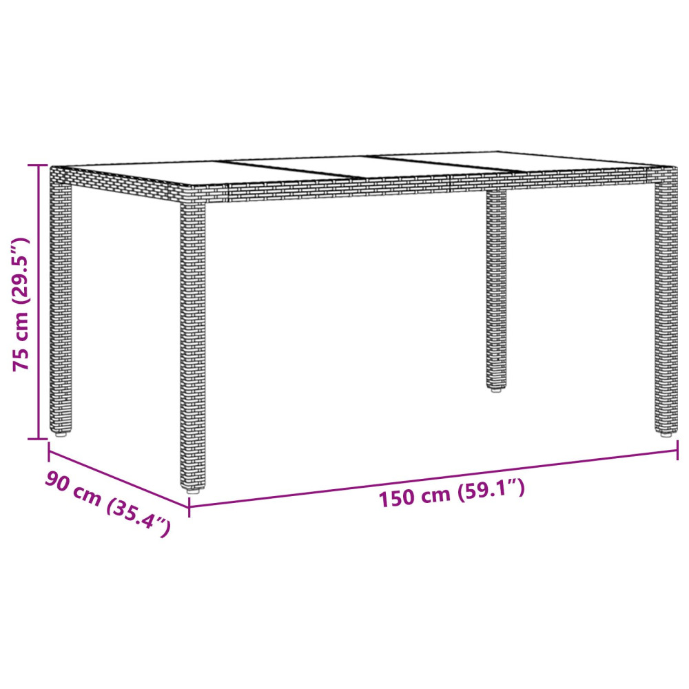Produktbild för Trädgårdsmöbelset 7 pcs Svart konstrotting