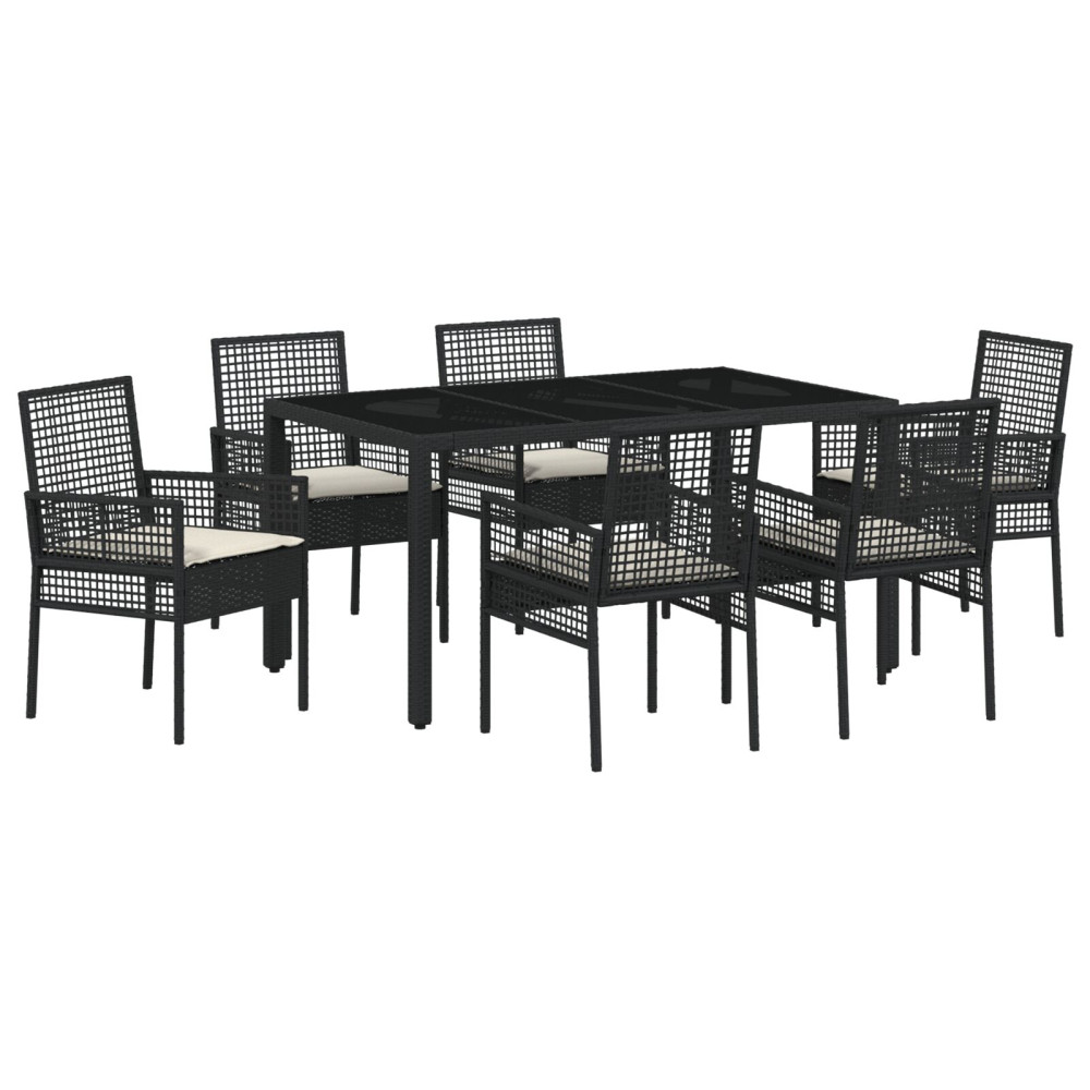 Produktbild för Trädgårdsmöbelset 7 pcs Svart konstrotting