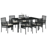 Produktbild för Trädgårdsmöbelset 7 pcs Svart konstrotting