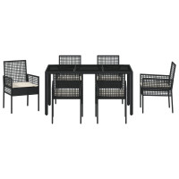 Produktbild för Trädgårdsmöbelset 7 pcs Svart konstrotting