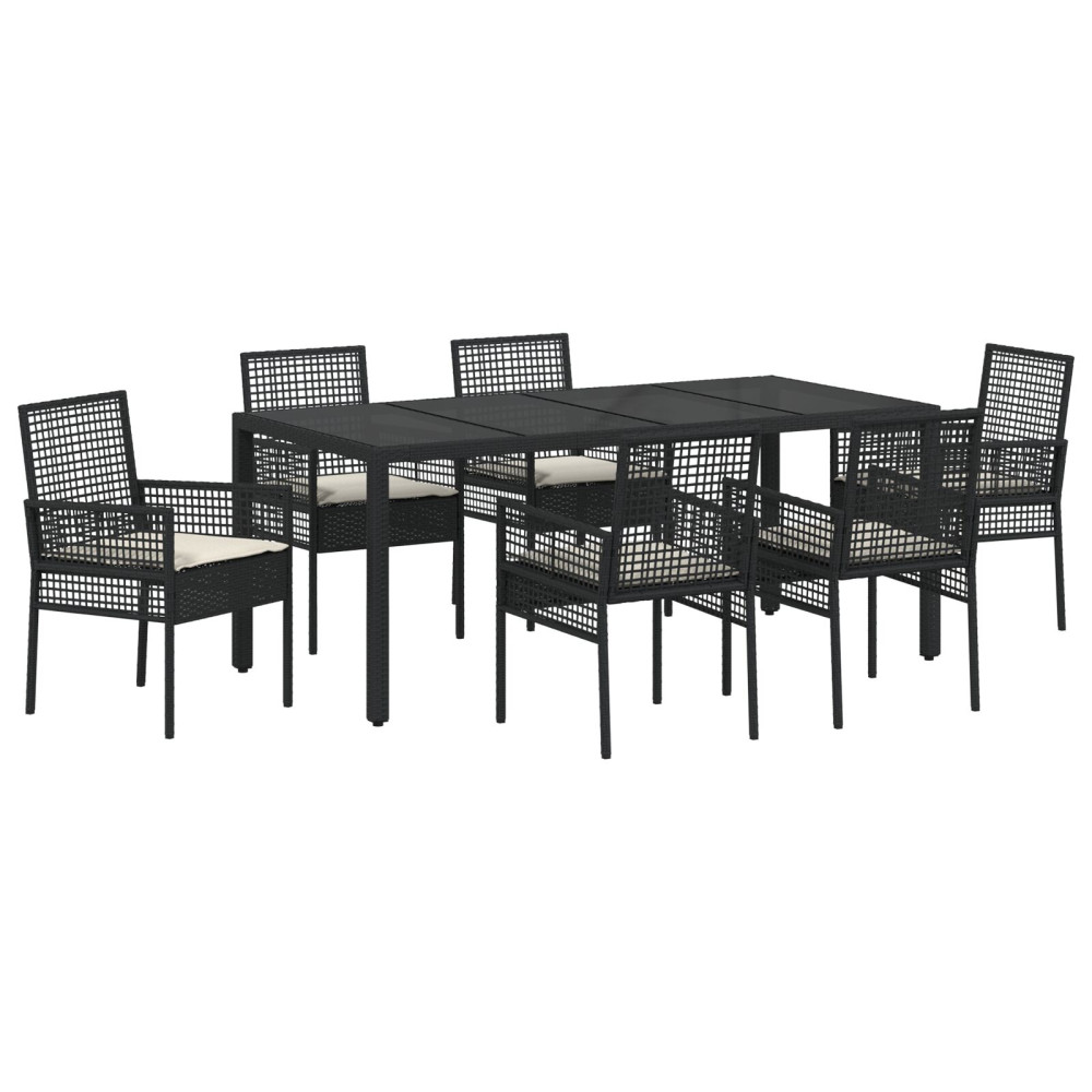 Produktbild för Trädgårdsmöbelset 7 pcs Svart konstrotting