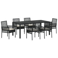 Produktbild för Trädgårdsmöbelset 7 pcs Svart konstrotting