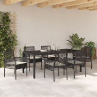 Produktbild för Trädgårdsmöbelset 7 pcs Svart konstrotting