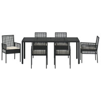 Produktbild för Trädgårdsmöbelset 7 pcs Svart konstrotting