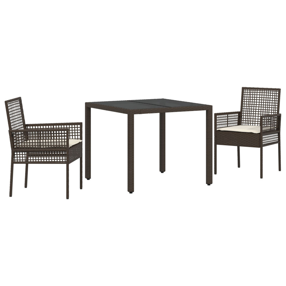 Produktbild för Trädgårdsmöbelset 3 pcs Brun konstrotting