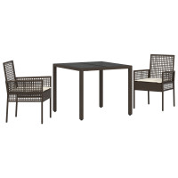 Produktbild för Trädgårdsmöbelset 3 pcs Brun konstrotting
