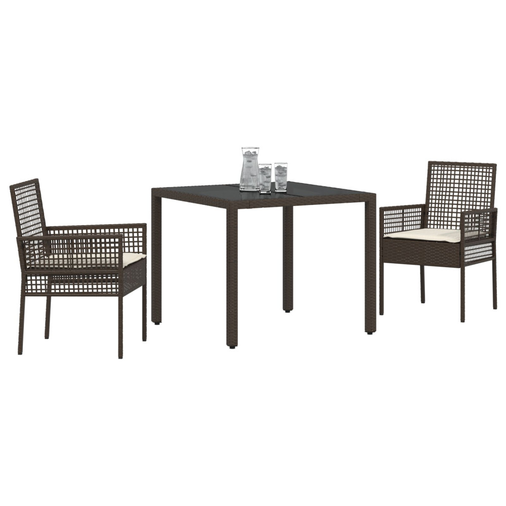 Produktbild för Trädgårdsmöbelset 3 pcs Brun konstrotting