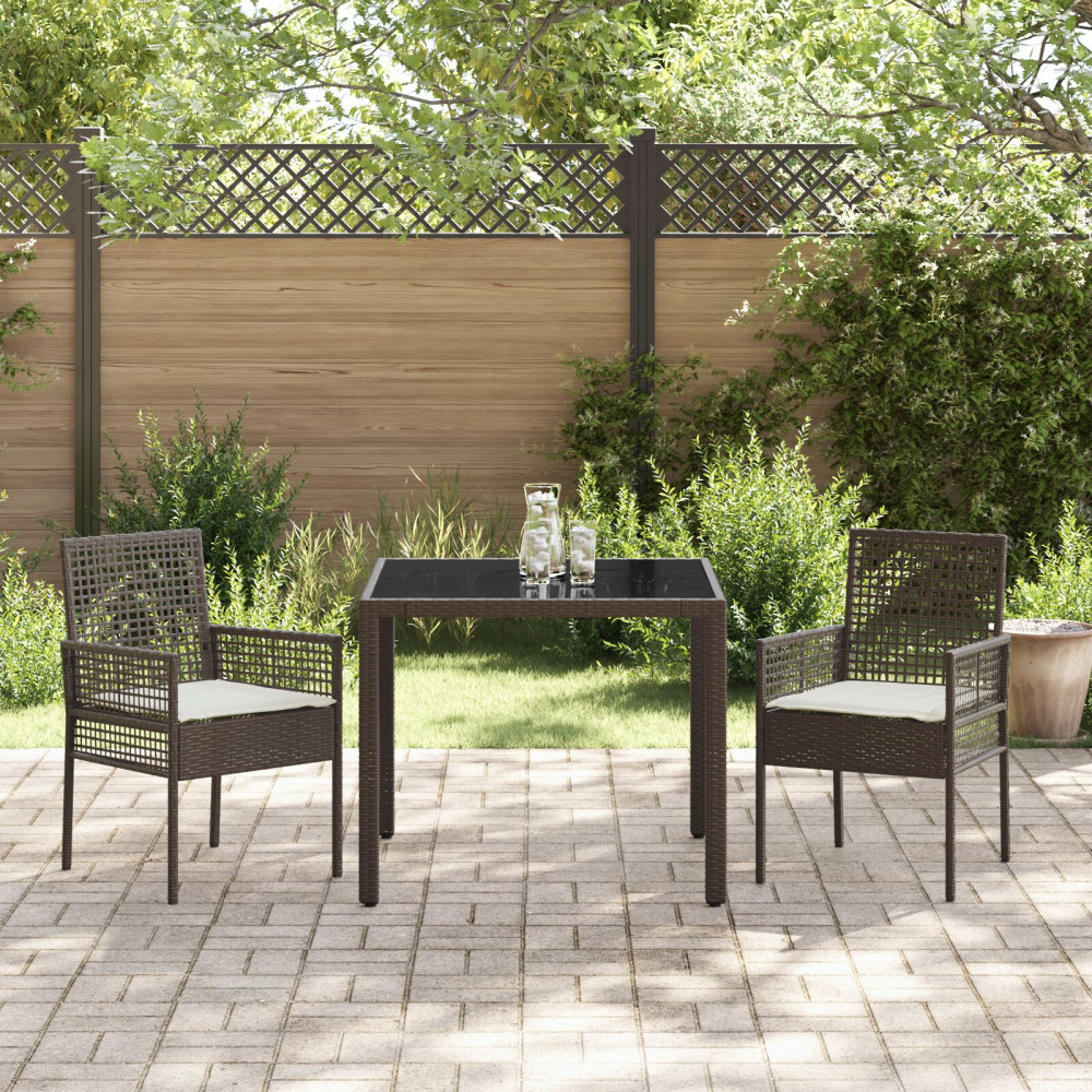 Produktbild för Trädgårdsmöbelset 3 pcs Brun konstrotting