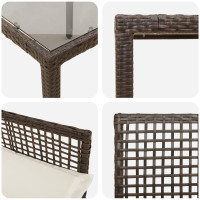 Produktbild för Trädgårdsmöbelset 3 pcs Brun konstrotting