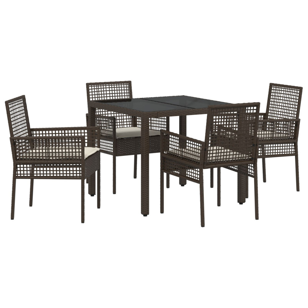 Produktbild för Trädgårdsmöbelset 5 pcs Brun konstrotting