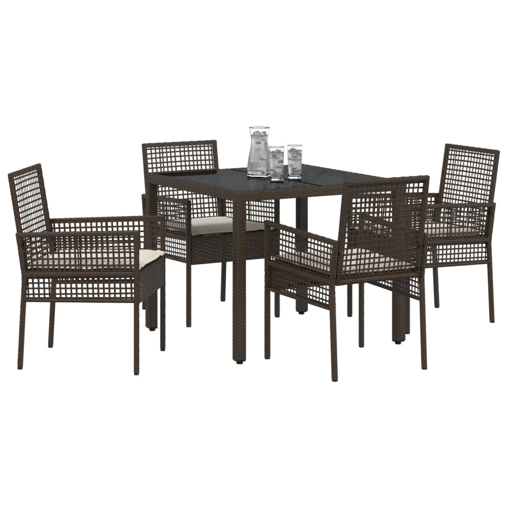 Produktbild för Trädgårdsmöbelset 5 pcs Brun konstrotting